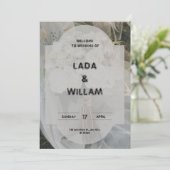 Graue und braune elegante Einladung zur Hochzeit (Stehend Vorderseite)