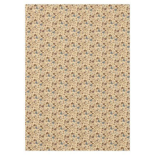 Graue und braune Herzmuster Tischdecke (Vorderseite)