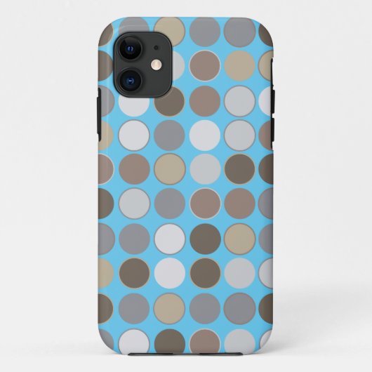 Graue und braune Kreise mit blauem, modernes Muste Case-Mate iPhone Hülle (Rückseite)
