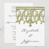 Graue und Buttercreme-Kathedrale Einladungen für H (Vorne/Hinten)