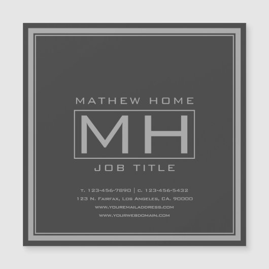 Graue und dunkelgraue Beruflich Magnetkarte (Vorderseite)