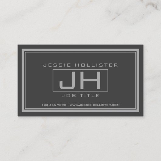Graue und dunkelgraue Beruflich Visitenkarte (Vorderseite)