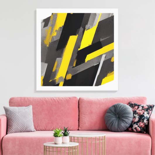 Graue und gelbe Abstrakte Farbtöne Leinwanddruck (Insitu (Wohnzimmer))