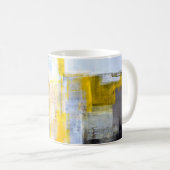 Graue und gelbe Abstrakte Kunstmalerei, Kaffeetasse (VorderseiteRechts)