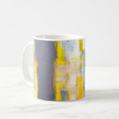 Graue und gelbe Abstrakte Kunstmalerei, Kaffeetasse (Vorderseite Links)