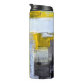 Graue und gelbe Abstrakte Kunstmalerei, Thermosbecher (Nach rechts gedreht)