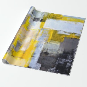 Graue und gelbe abstrakte Kunstmalereiabstract,art Geschenkpapier