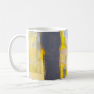 Graue und gelbe abstrakte Kunstmalereilabstrakt,ku Kaffeetasse