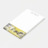 Graue und gelbe Abstrakte Pferdekunst Post-it Klebezettel (angewinkelt)