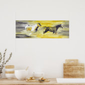 Graue und gelbe Abstrakte Pferdekunst Poster (Küche)