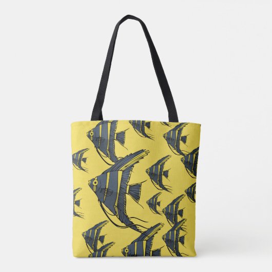 Graue und gelbe Angelfische Tasche (Rückseite)