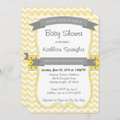 Graue und gelbe Babydusche Einladung (Vorne/Hinten)