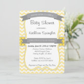 Graue und gelbe Babydusche Einladung (Stehend Vorderseite)