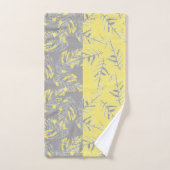 Graue und gelbe Blätter auf gestreiftem Hintergrun Badhandtuch Set (Handtuch)