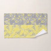 Graue und gelbe Blätter auf gestreiftem Hintergrun Badhandtuch Set (Handtuch)