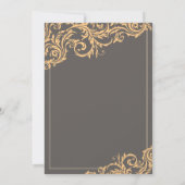 Graue und gelbe Blüh Hochzeitseinladung Einladung (Rückseite)