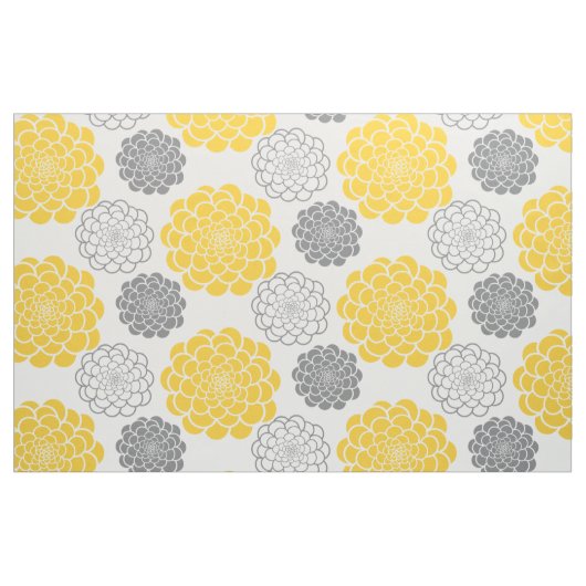 Graue und gelbe Blumen Stoff (Fat Quarter (45,7 x 55,9 cm))