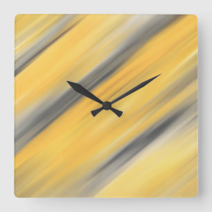 Graue und gelbe Diagonal Abstrakt Quadratische Wanduhr