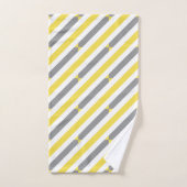 Graue und gelbe diagonale kleine Streifen Badhandtuch Set (Handtuch)