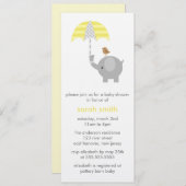 Graue und gelbe Elefant-Babydusche Einladung (Vorne/Hinten)