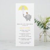 Graue und gelbe Elefant-Babydusche Einladung (Stehend Vorderseite)