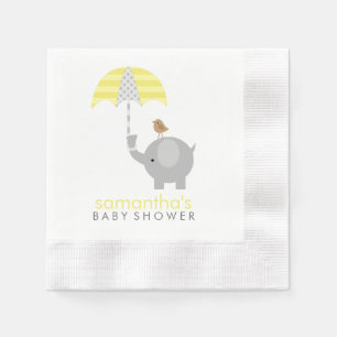Graue und gelbe Elefant-Babyparty Serviette
