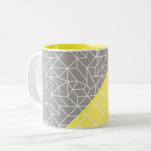 Graue und gelbe geometrische Zwei-Tone-Tasse Zweifarbige Tasse