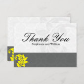 Graue und gelbe Hochzeit Dankeschön Karte (Vorne/Hinten)