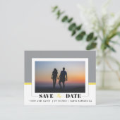 Graue und gelbe Hochzeit Speichern Sie das Date Fo Postkarte (Stehend Vorderseite)