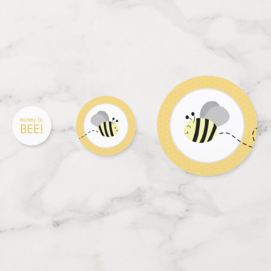 Graue und gelbe Hummelsäcke Babydusche Confetti Konfetti (Rückseiten)