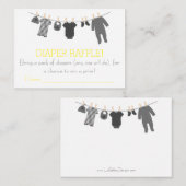 Graue und gelbe Kleine Kleidung Diaper Raffle Tick Begleitkarte (Vorne/Hinten)