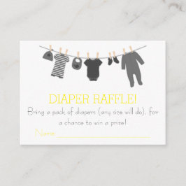 Graue und gelbe Kleine Kleidung Diaper Raffle Tick Begleitkarte