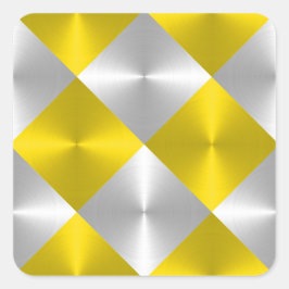 Graue und gelbe Metallic-Suchplätze Quadratischer Aufkleber