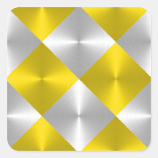 Graue und gelbe Metallic-Suchplätze Quadratischer Aufkleber (Vorderseite)