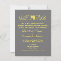 Graue und gelbe Monografie Einladung zur Hochzeit