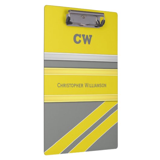 Graue und gelbe Namensschilder Klemmbrett (Rechts)