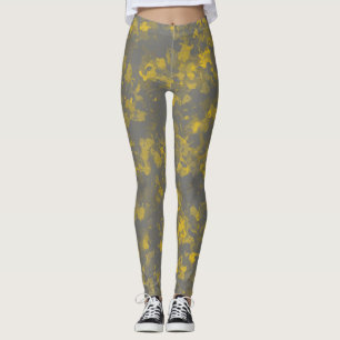 Graue und gelbe Paint Splashes Leggings