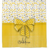 Graue und gelbe Polka-Punkte, sonnige gelbe Schlei Duschvorhang (Vorderseite)