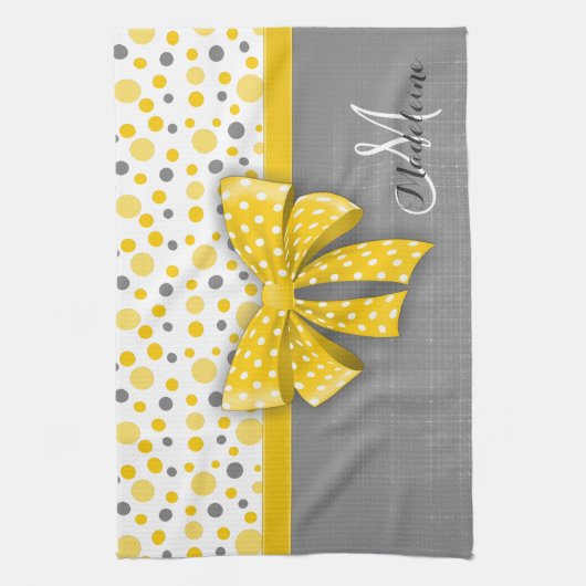 Graue und gelbe Polka-Punkte, sonnige gelbe Schlei Handtuch (Vertikal)