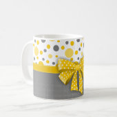 Graue und gelbe Polka-Punkte, sonnige gelbe Schlei Kaffeetasse (Vorderseite Links)