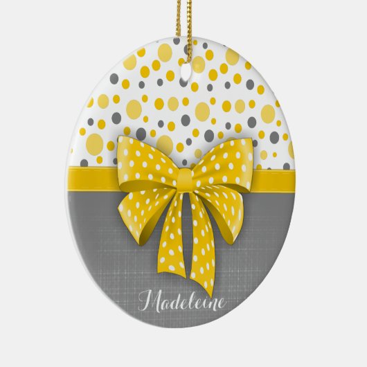 Graue und gelbe Polka-Punkte, sonnige gelbe Schlei Keramikornament (Rechts)