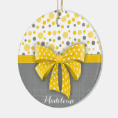 Graue und gelbe Polka-Punkte, sonnige gelbe Schlei Keramikornament (Links)
