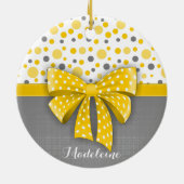 Graue und gelbe Polka-Punkte, sonnige gelbe Schlei Keramikornament (Hinten)