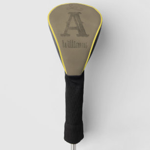 Graue und gelbe schattierte Markenleder Golf Headcover