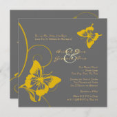 Graue und gelbe Schmetterlinge Einladung zur Hochz (Vorne/Hinten)