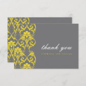 Graue und gelbe Spitzen Hochzeit Danke Karte (Vorne/Hinten)