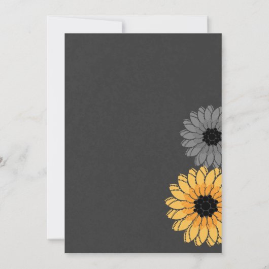 Graue und gelbe Tonschiefer und Blume Brautparty Einladung (Rückseite)
