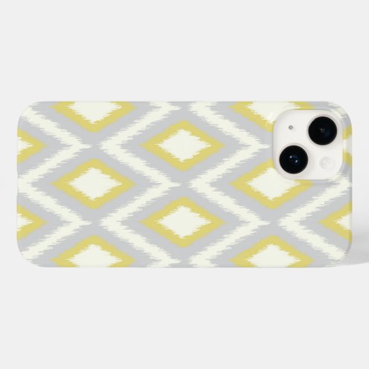 Graue und gelbe Tribal-Ikat-Zickzack Case-Mate iPhone Hülle (Rückseite (Horizontal))