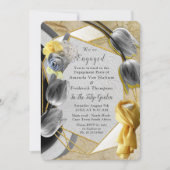 Graue und gelbe Tulpen auf Textur. Einladung (Vorderseite)