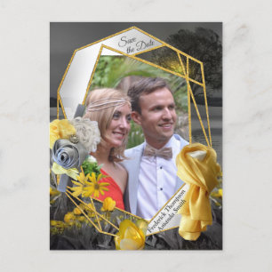 Graue und gelbe Tulpen, Gänse mit Sonnenuntergang Ankündigungspostkarte